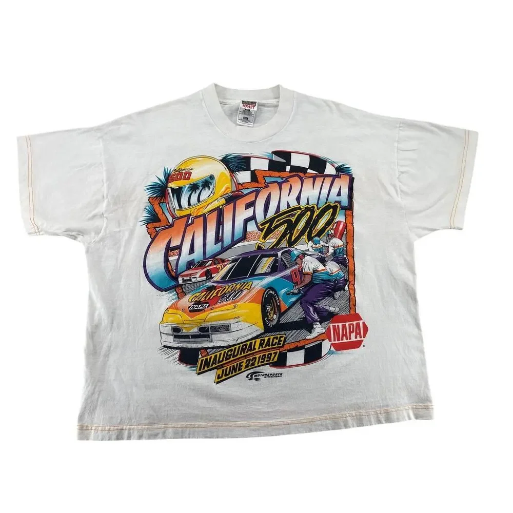 Vintage 1997 California 500 NASCAR T Shirt XXL Double Sided Racing NAPA Boxy Fit